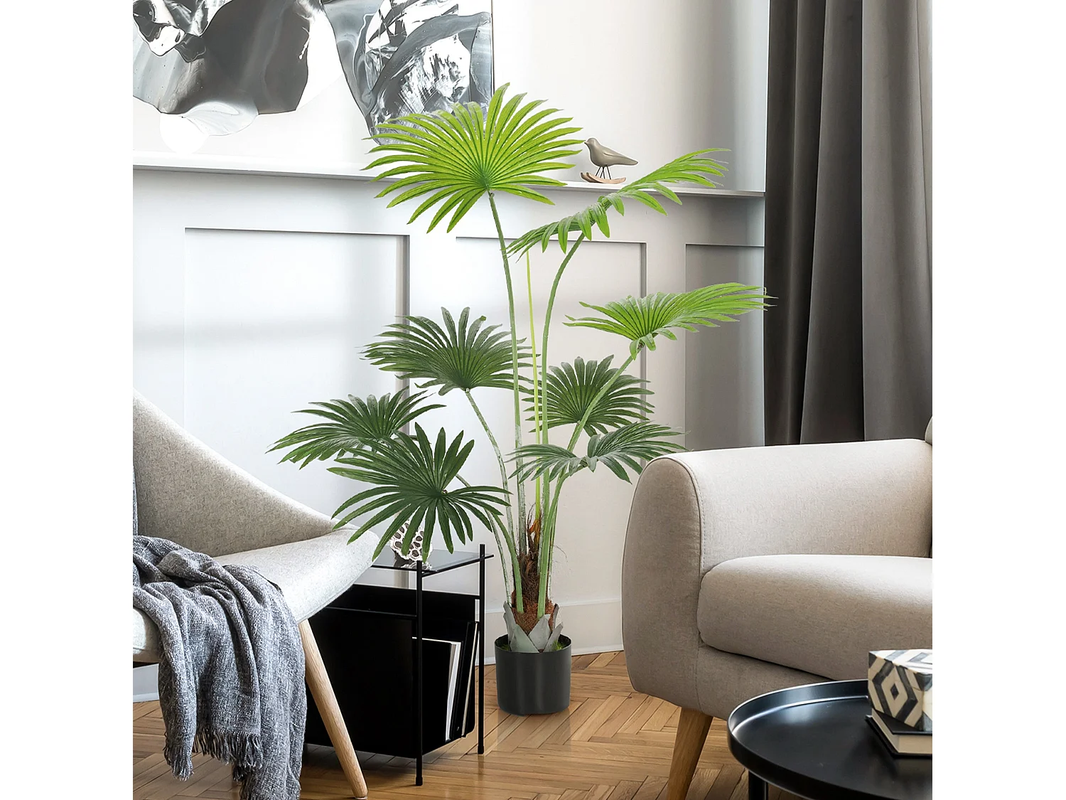 Raravere 145cm Artificial Palm Tree with Natural Trunk Detail in Pot