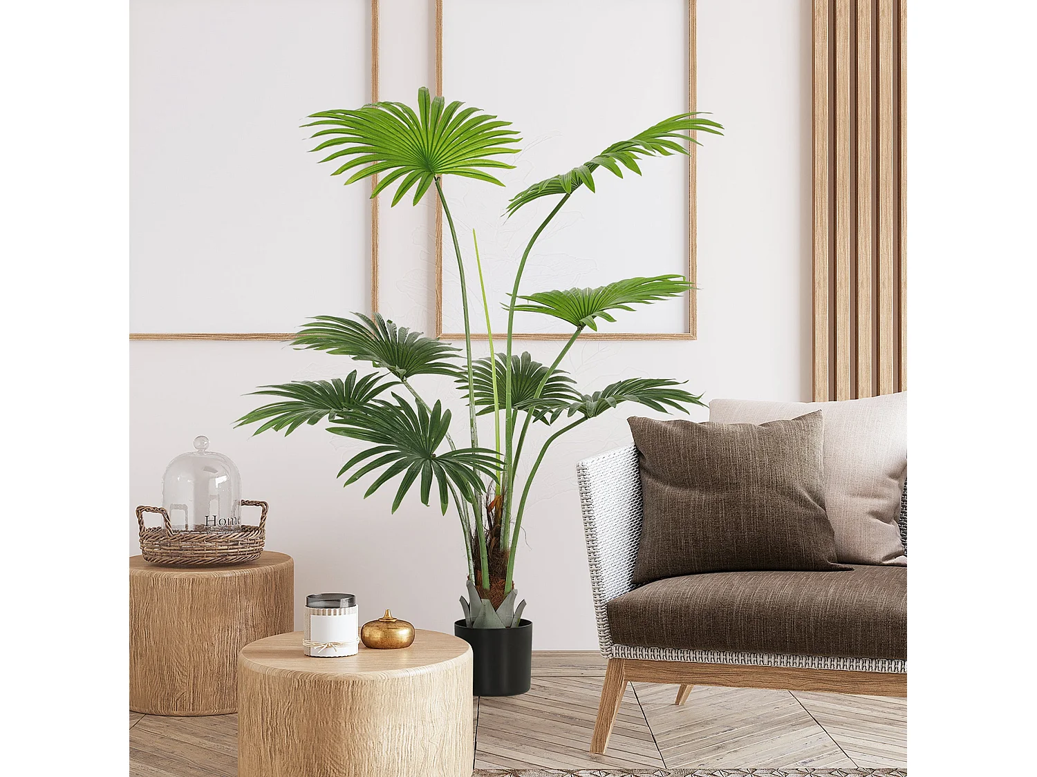 Raravere 145cm Artificial Palm Tree with Natural Trunk Detail in Pot