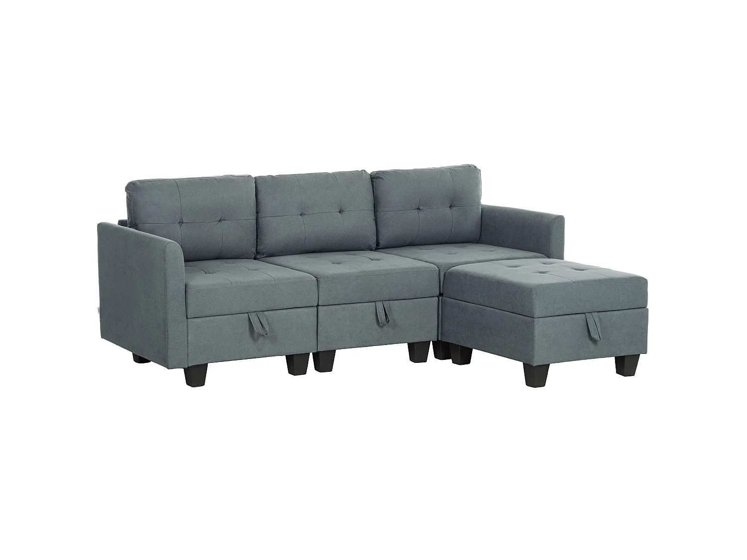Vinole Rado Dark Grey Modular L Shaped Sofa with Built In Storage