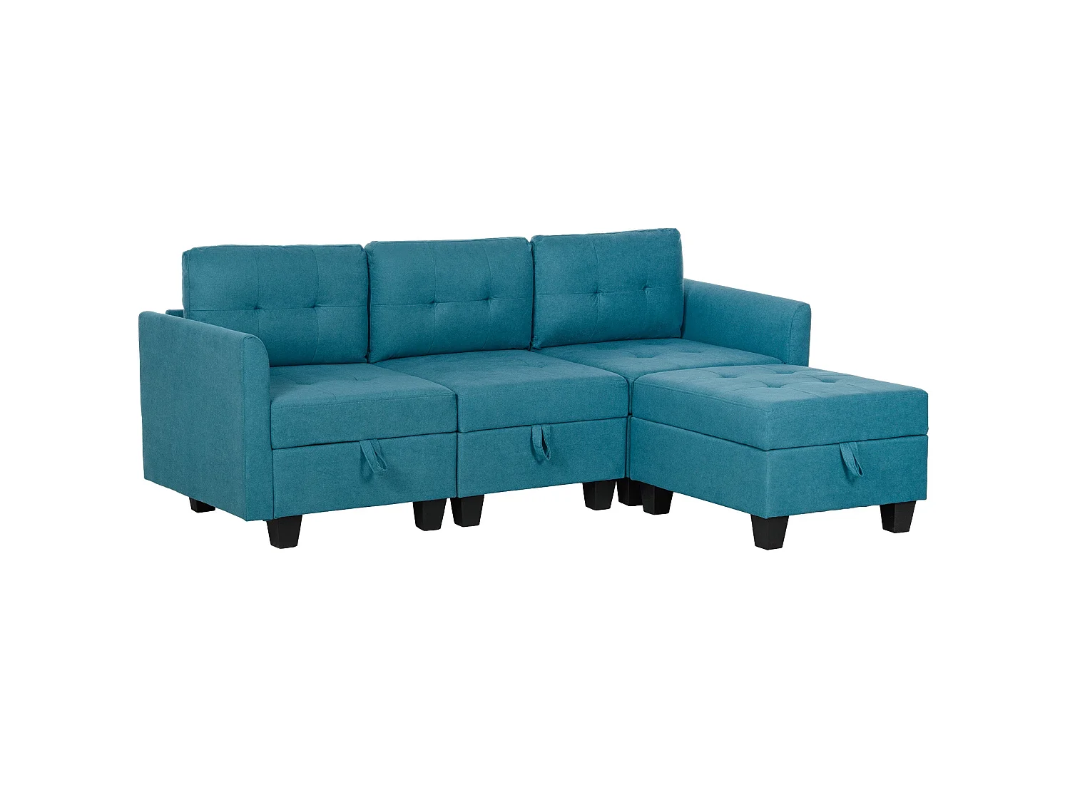 Torono Light Blue Modular L Shaped Sofa with Built In Storage