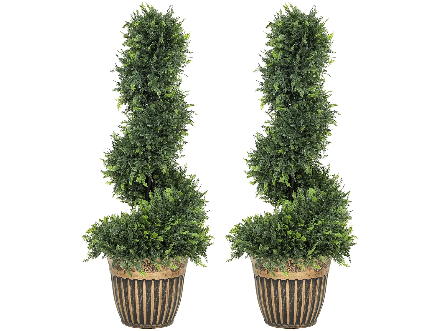 Lurese Set of 2 Artificial Spiral Cypress Topiary Trees in Pots 90cm