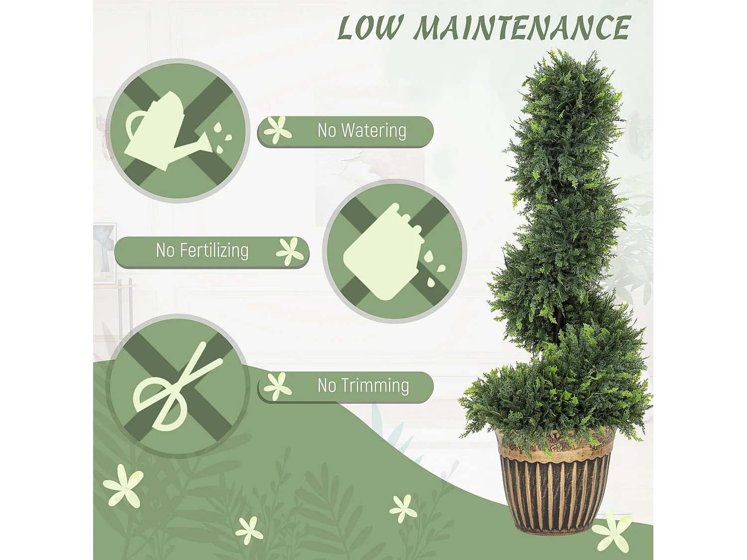 Lurese Set of 2 Artificial Spiral Cypress Topiary Trees in Pots 90cm