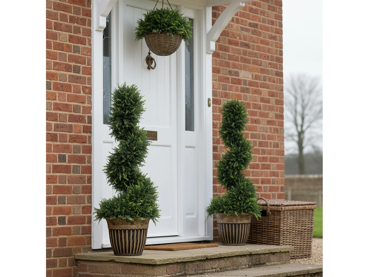 Lurese Set of 2 Artificial Spiral Cypress Topiary Trees in Pots 90cm