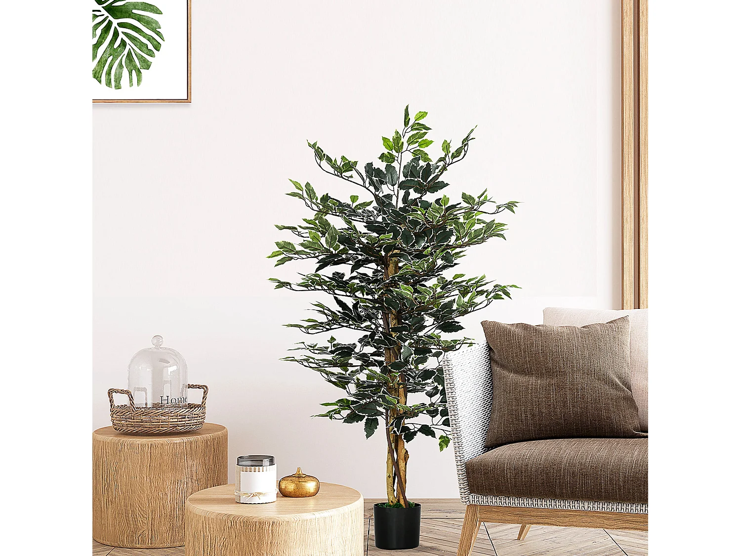 Nedori 130cm Artificial Ficus Tree with Realistic Leaves in Weighted Pot