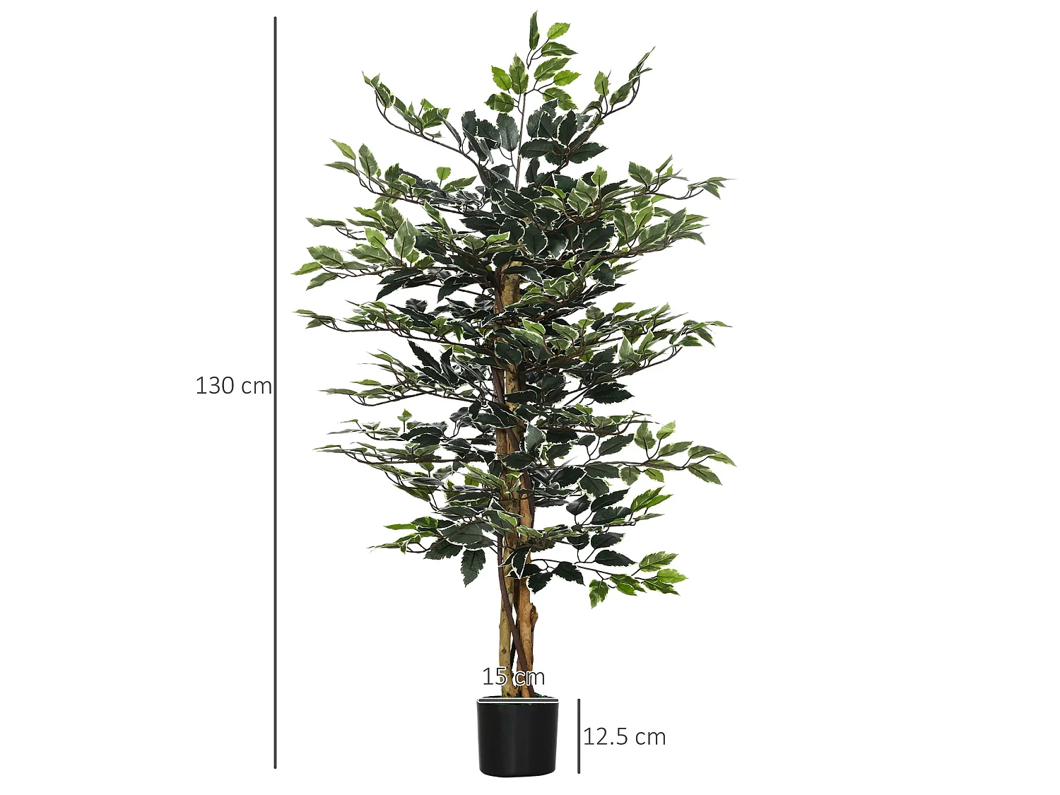 Nedori 130cm Artificial Ficus Tree with Realistic Leaves in Weighted Pot