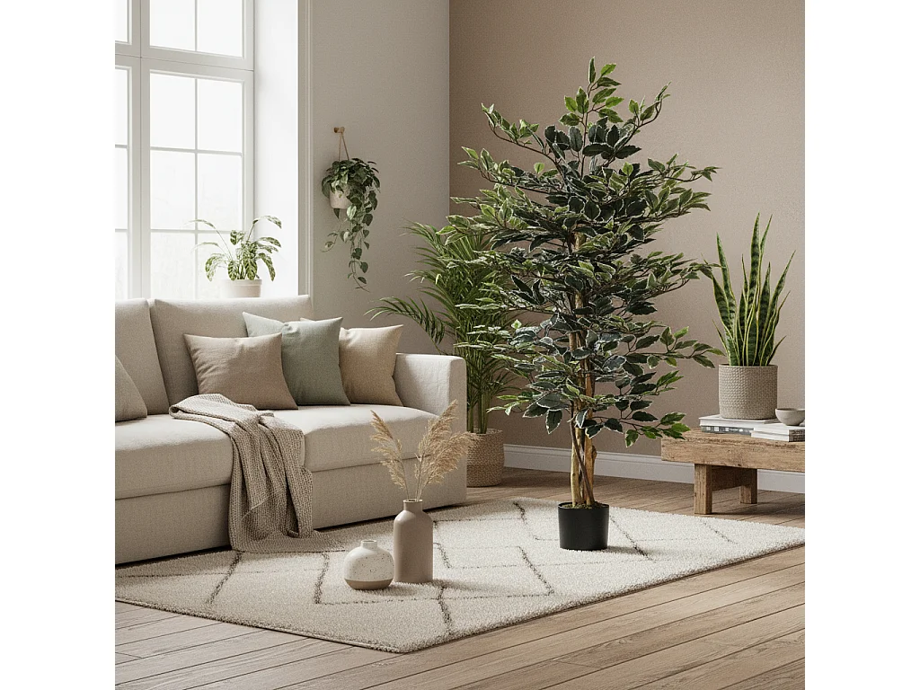 Nedori 130cm Artificial Ficus Tree with Realistic Leaves in Weighted Pot