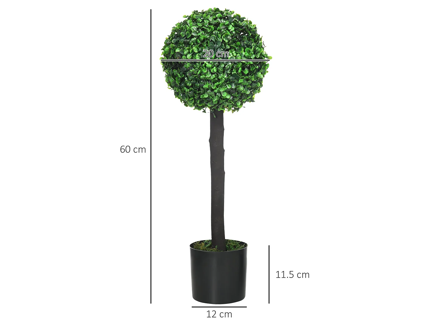 Rimmo Set of 2 Artificial Boxwood Ball Trees 60cm Indoor or Outdoor