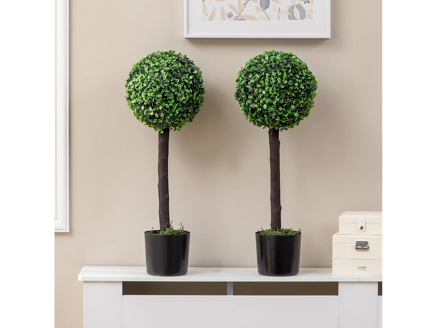 Rimmo Set of 2 Artificial Boxwood Ball Trees 60cm Indoor or Outdoor