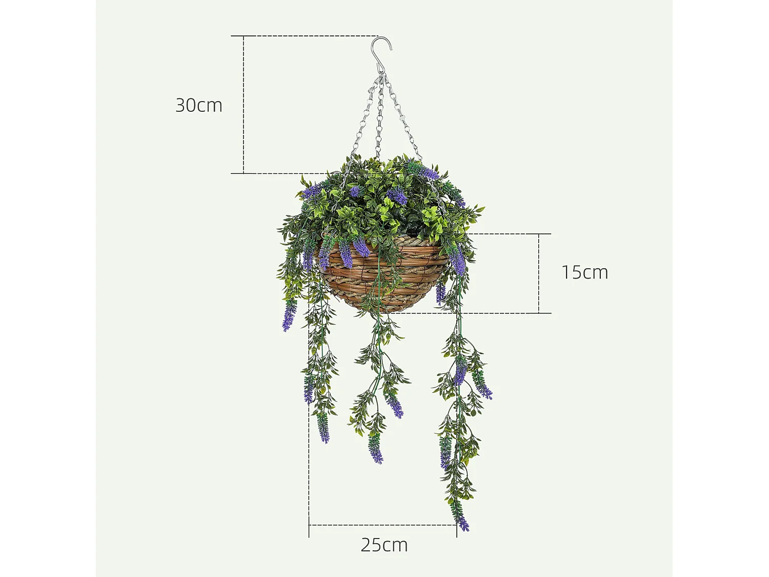 Nodimo Set of 2 Artificial Lavender Hanging Baskets Silk Finish