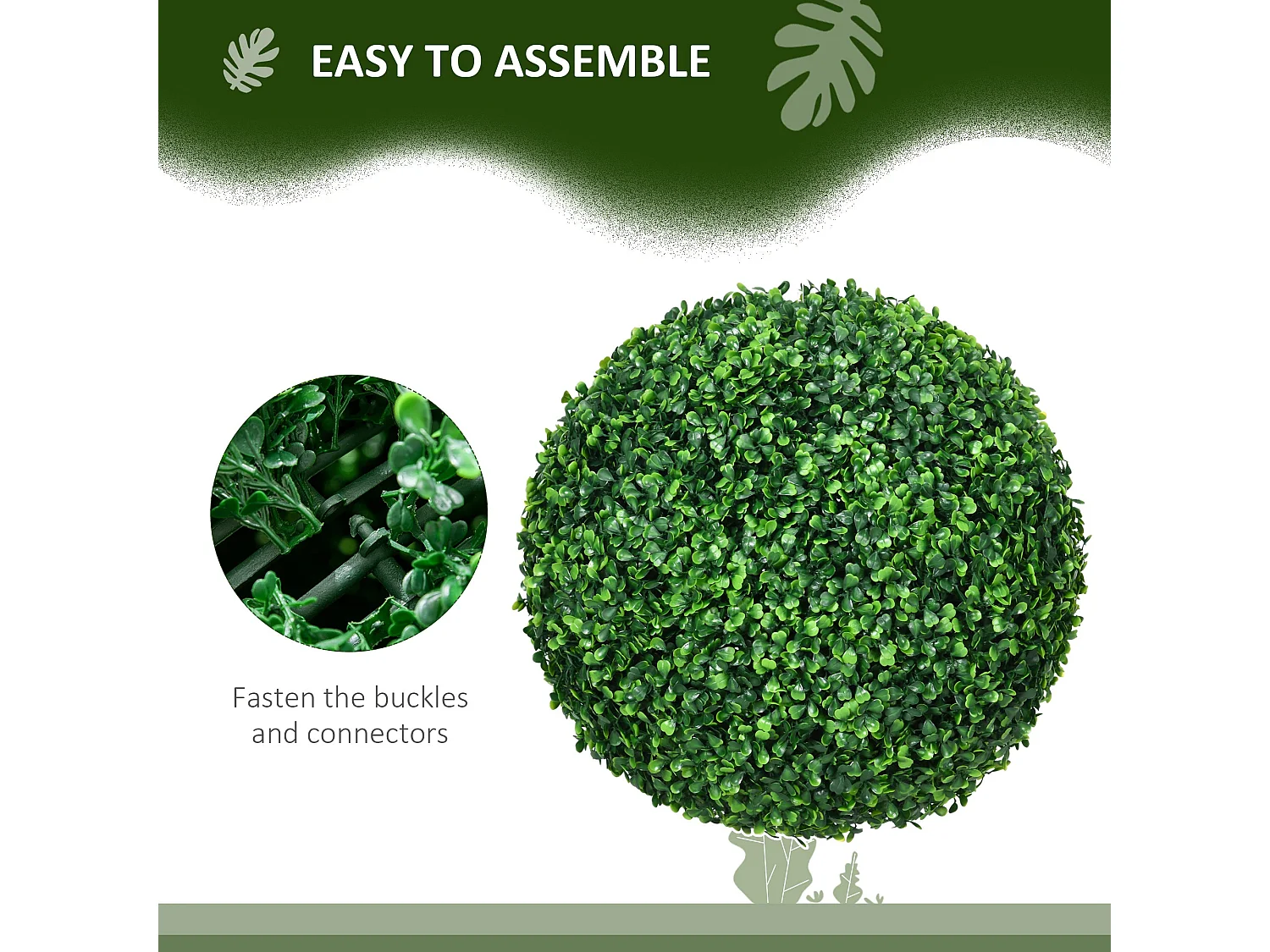Tasa Halo Pair of Artificial Boxwood Ball Plants 40cm Green Finish