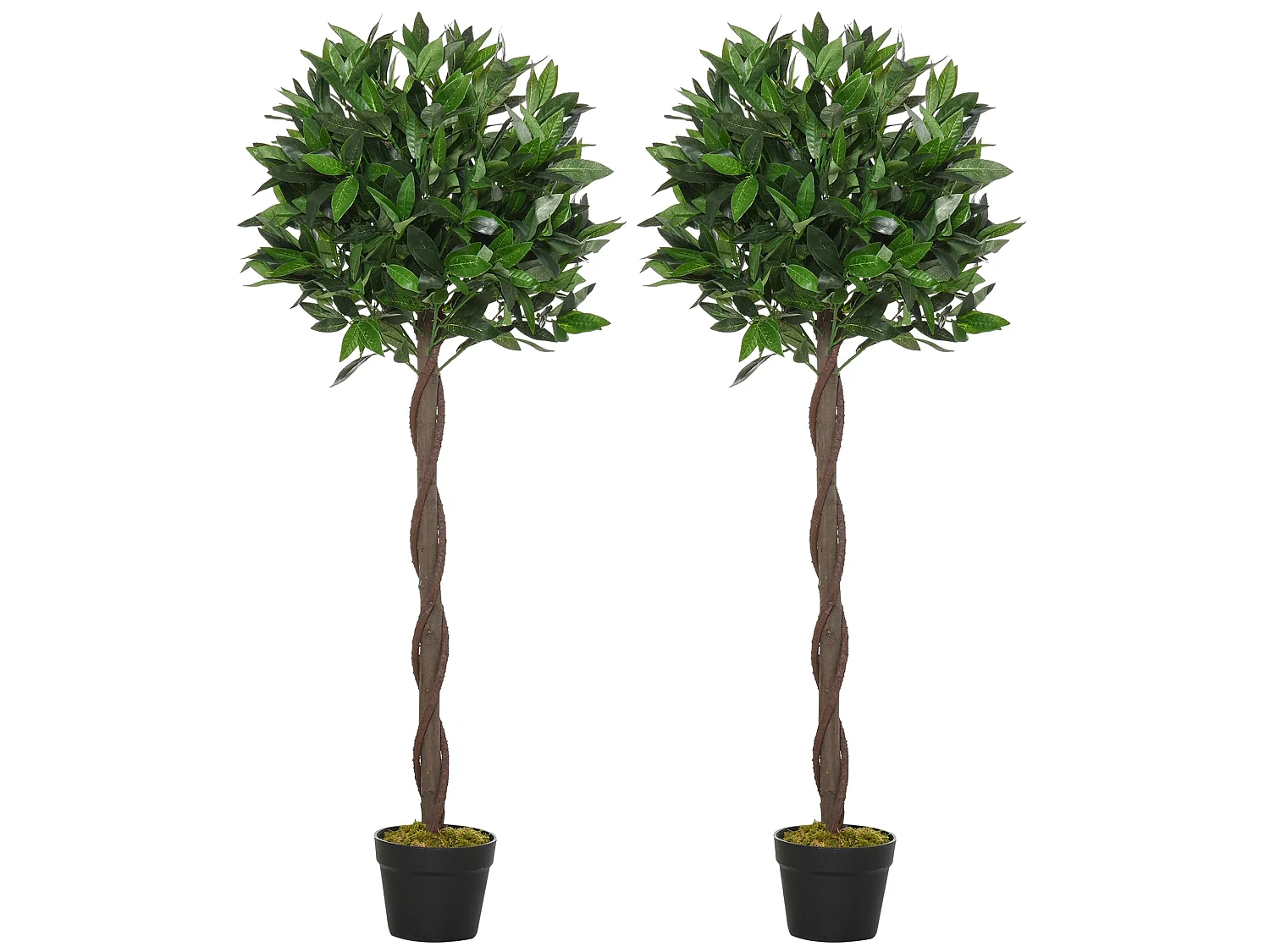 Riffa Set of 2 Artificial Bay Laurel Topiary Trees 120cm Supplied in Matching Pots