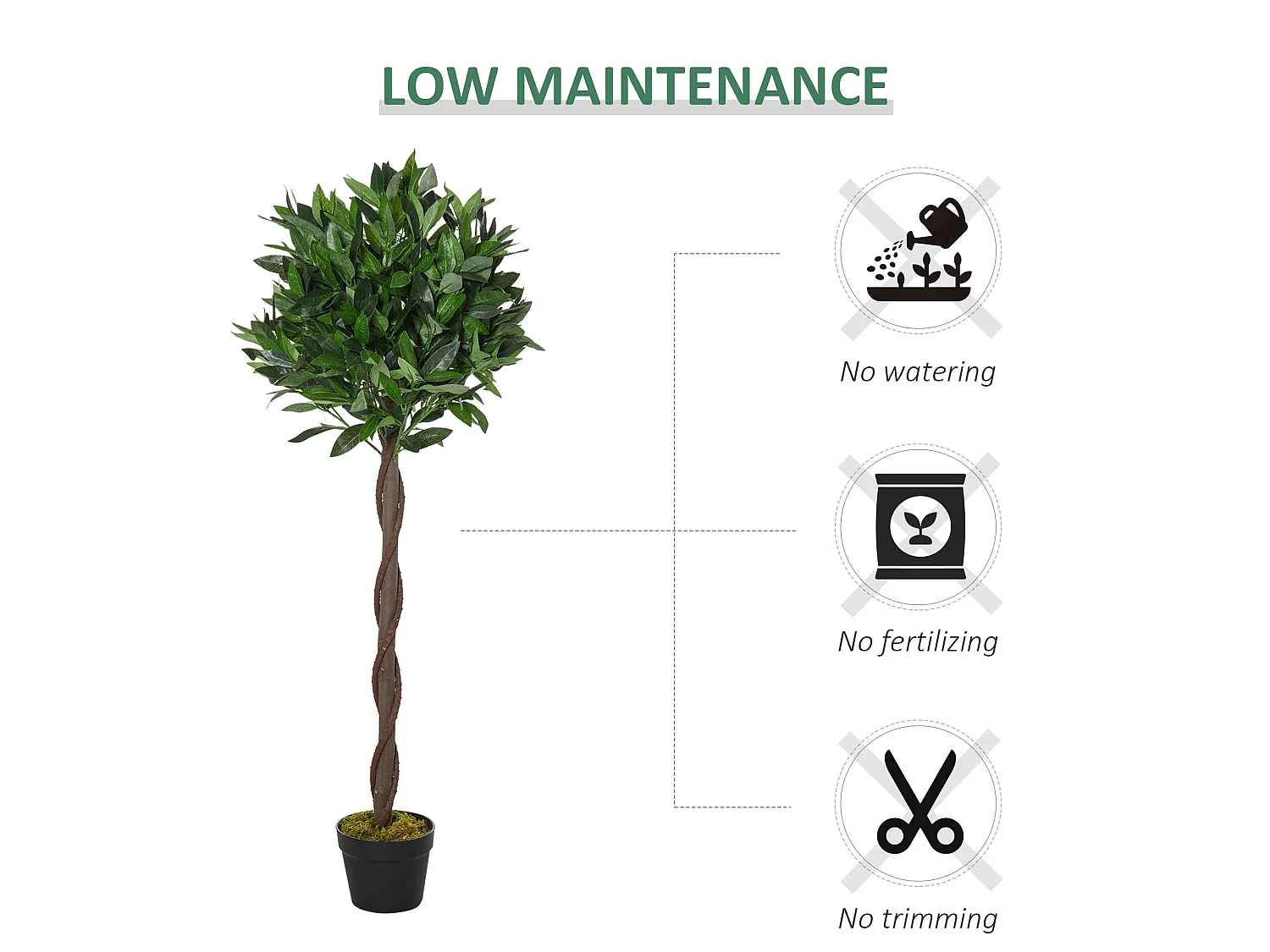 Riffa Set of 2 Artificial Bay Laurel Topiary Trees 120cm Supplied in Matching Pots