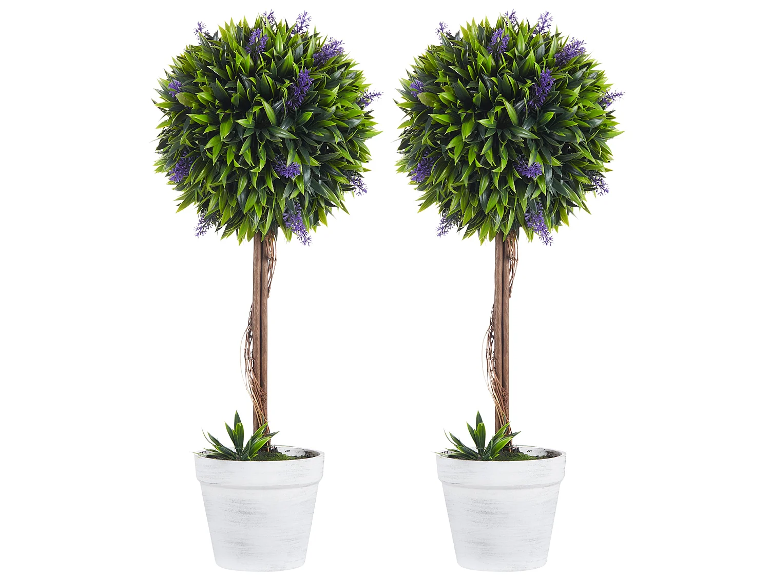 Keado Set of 2 Artificial Lavender Ball Trees in Pots 60cm Indoor and Outdoor