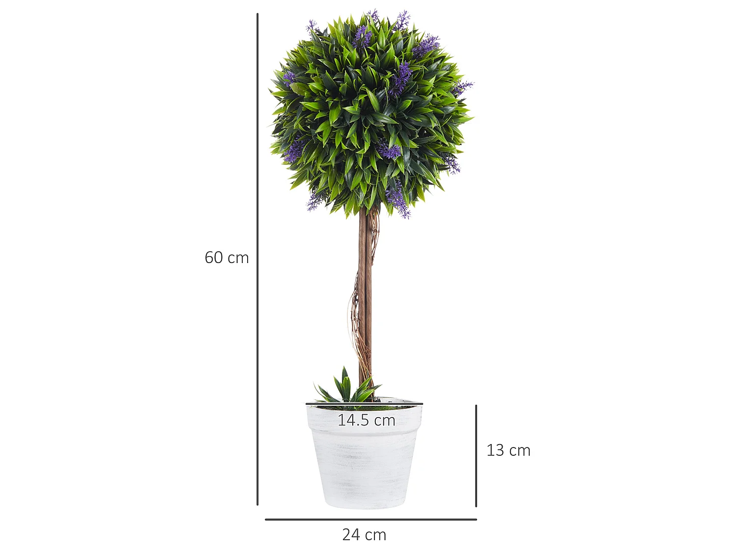 Keado Set of 2 Artificial Lavender Ball Trees in Pots 60cm Indoor and Outdoor