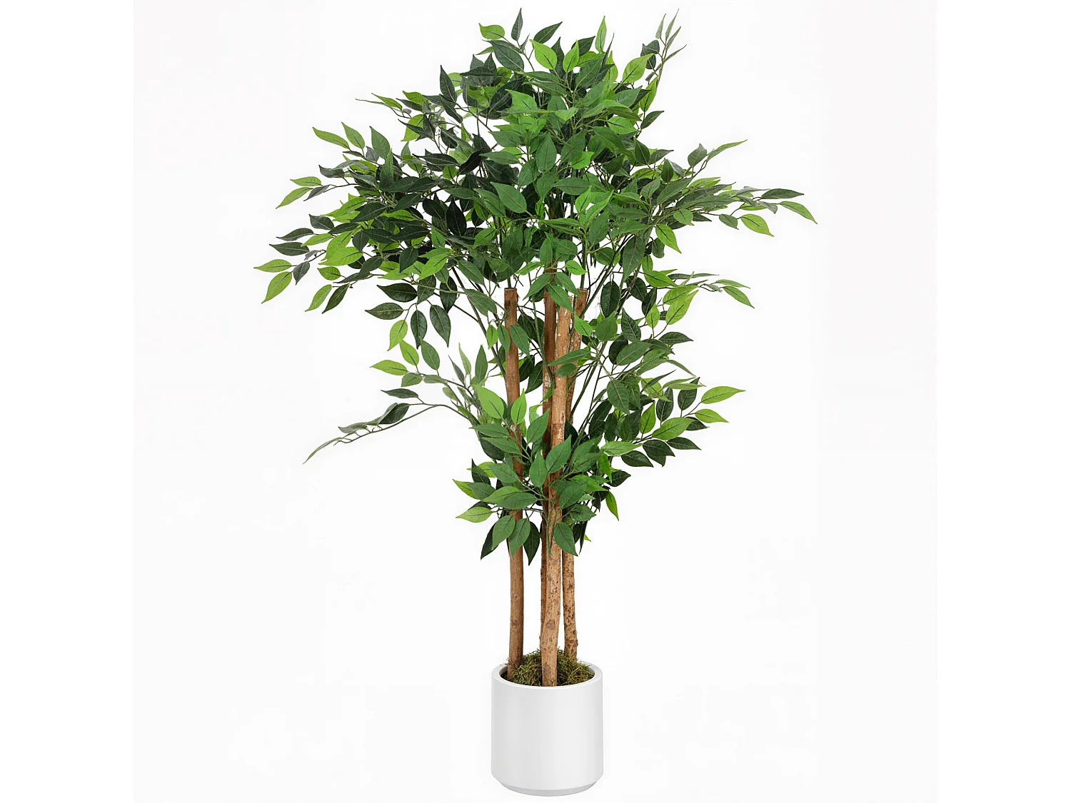 Rokalo Artificial Ficus Tree 120cm Real Touch Leaves Solid Wood Trunk Potted