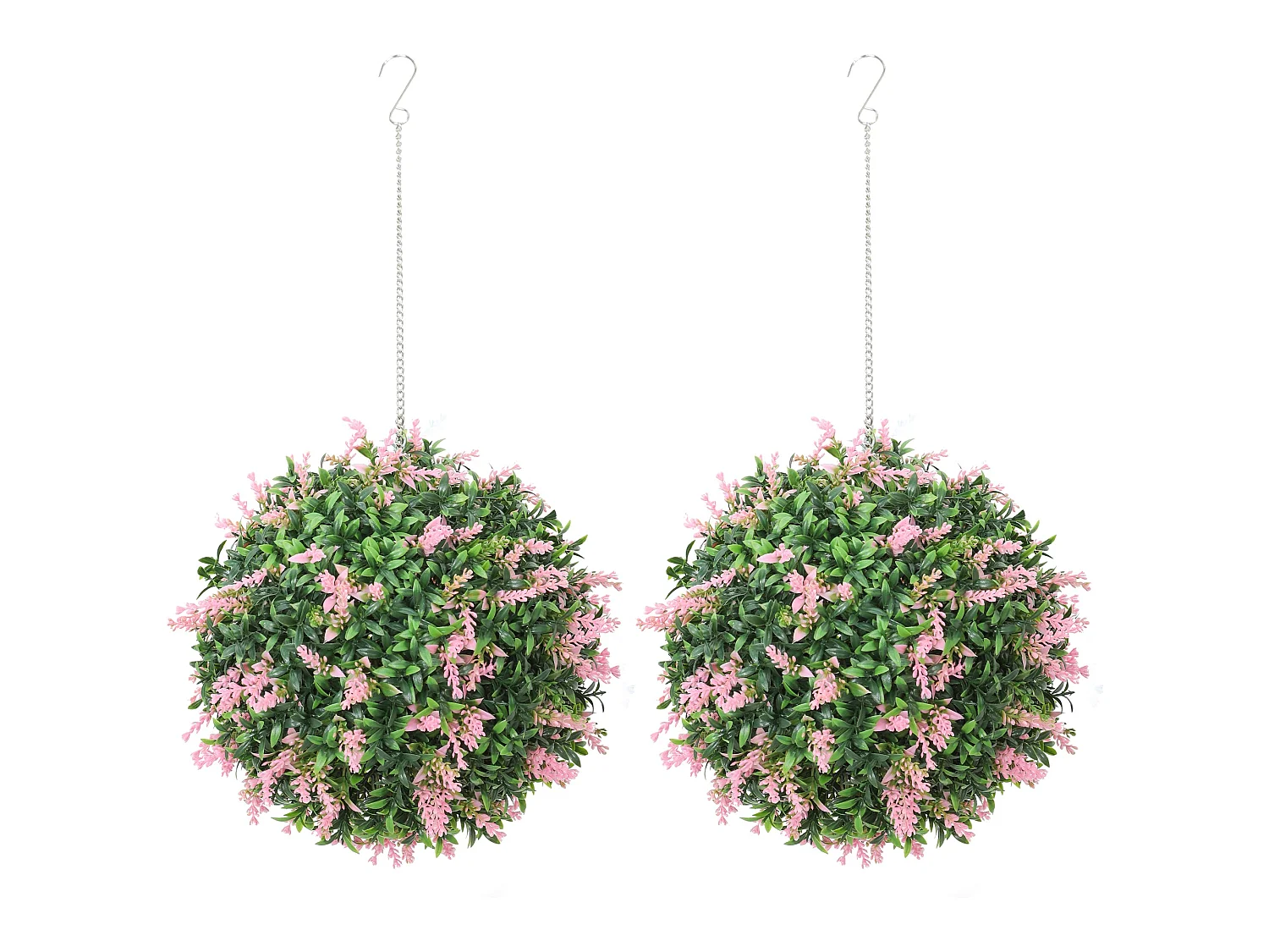 Set of 2 UV Resistant Pink Artificial Topiary Balls 27cm
