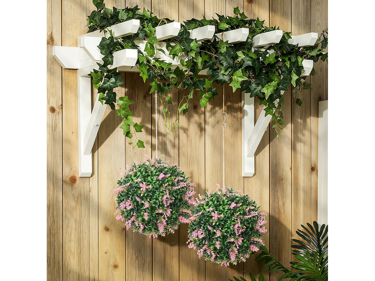 Set of 2 UV Resistant Pink Artificial Topiary Balls 27cm