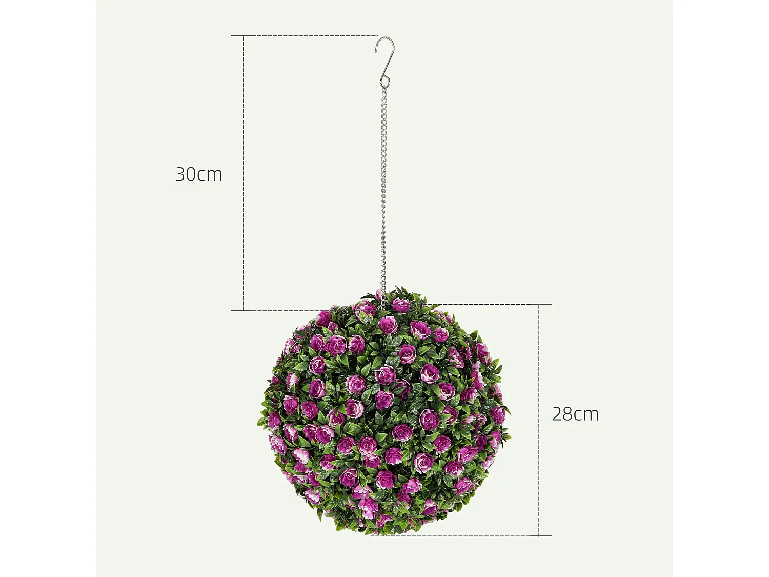Liso Set of 2 UV Resistant Artificial Rose Topiary Balls 28cm