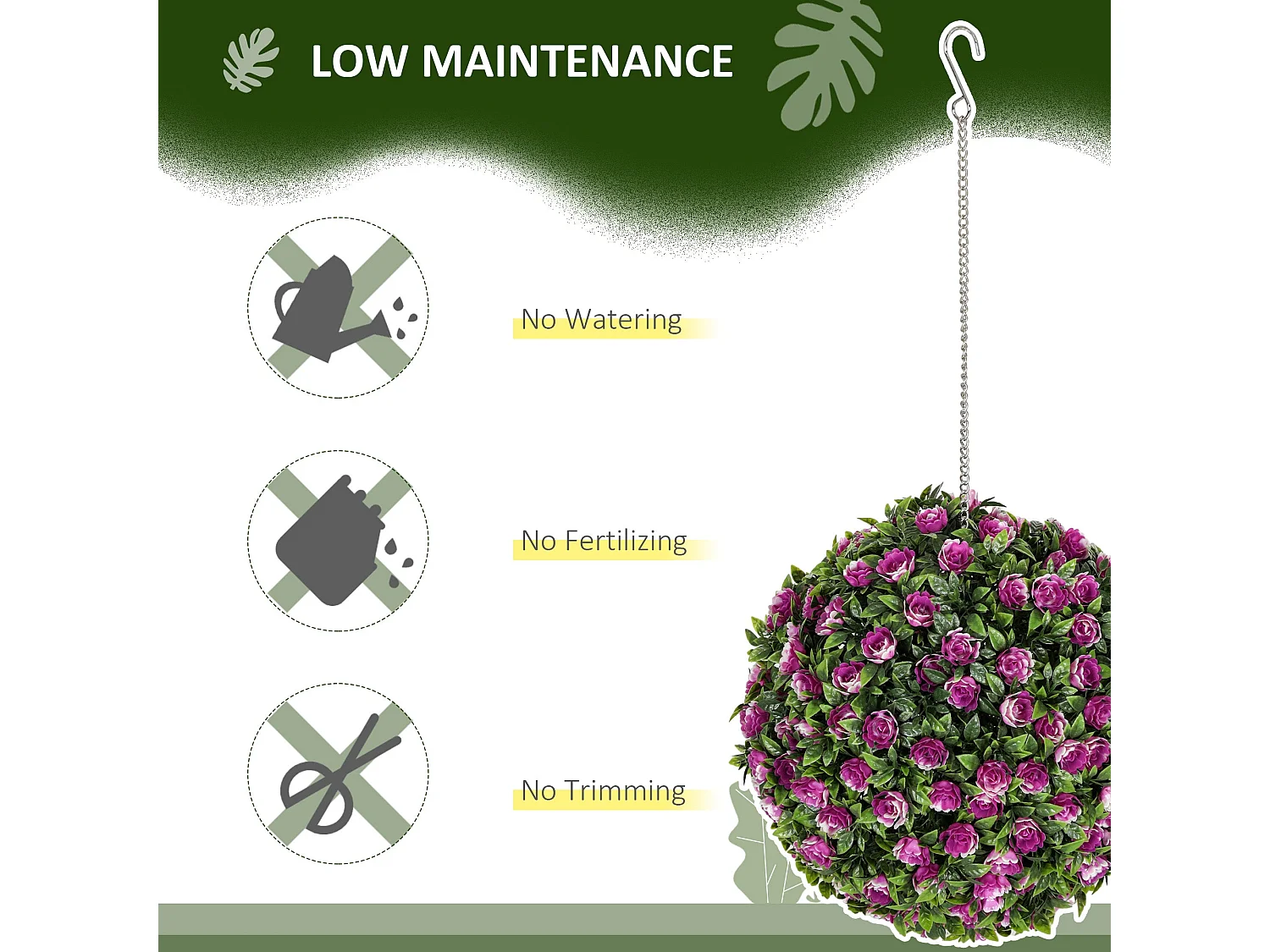 Liso Set of 2 UV Resistant Artificial Rose Topiary Balls 28cm