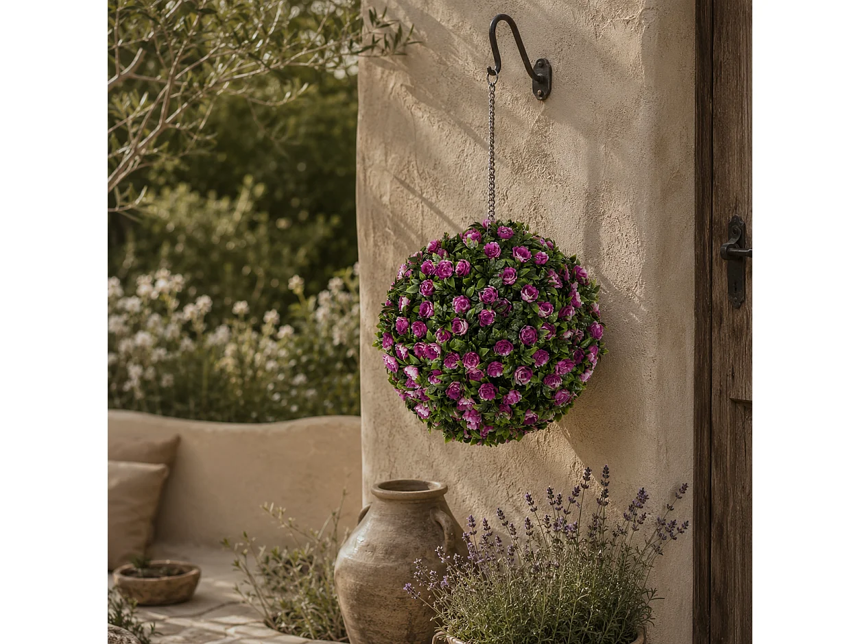 Liso Set of 2 UV Resistant Artificial Rose Topiary Balls 28cm
