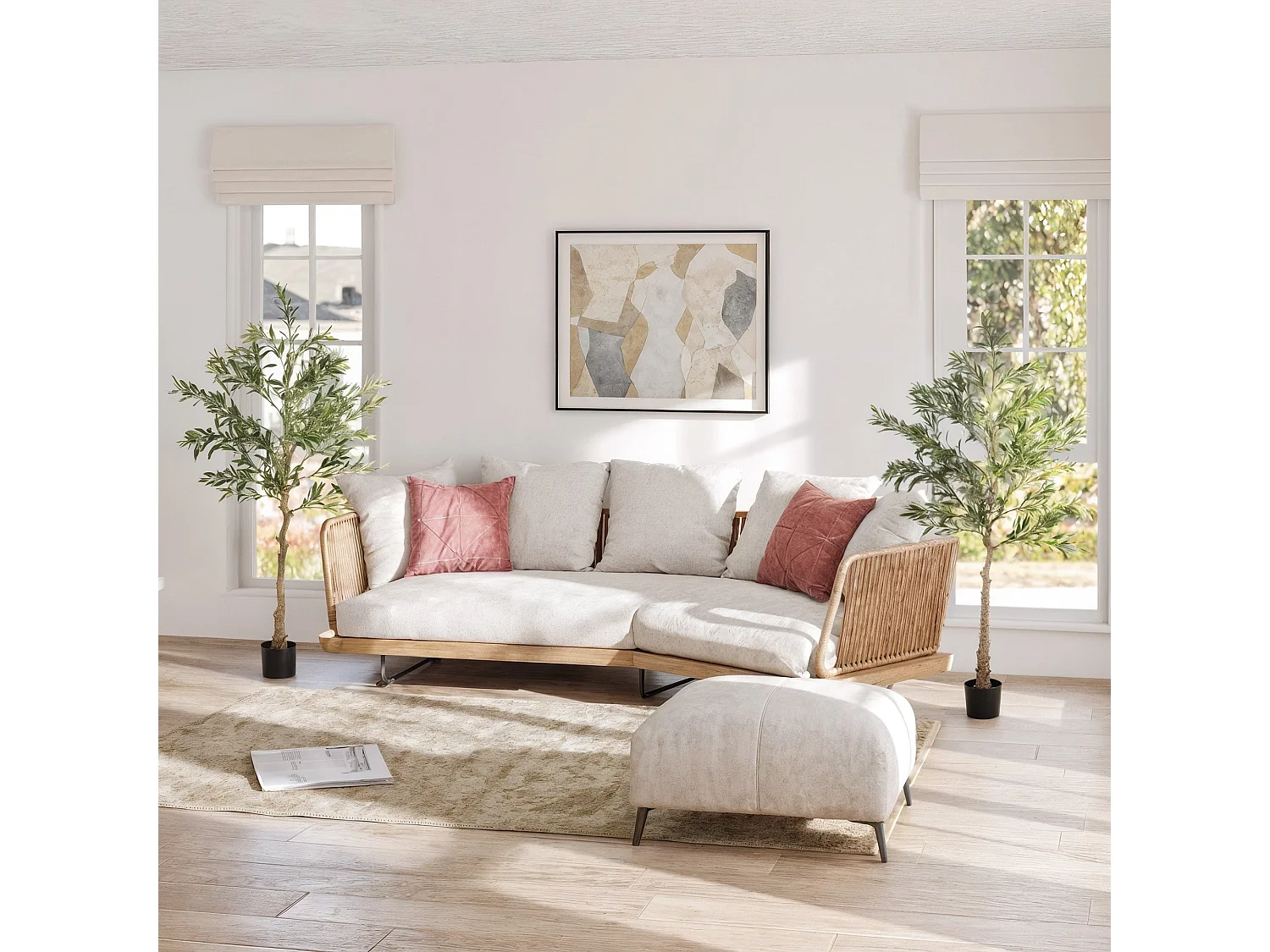 Selena Vavi Set of 2 Artificial Olive Trees 150cm Silk Leaf Finish