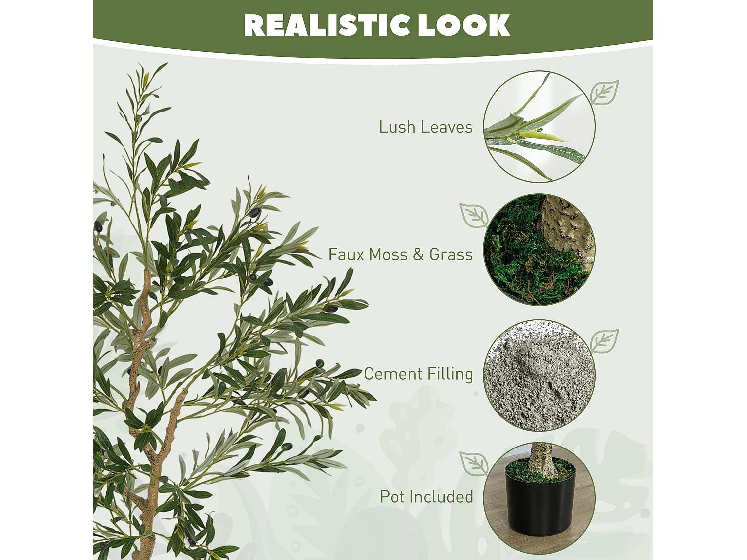 Selena Vavi Set of 2 Artificial Olive Trees 150cm Silk Leaf Finish