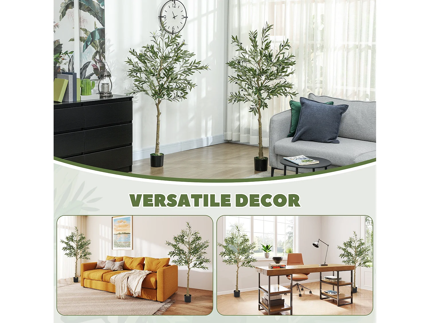 Selena Vavi Set of 2 Artificial Olive Trees 150cm Silk Leaf Finish