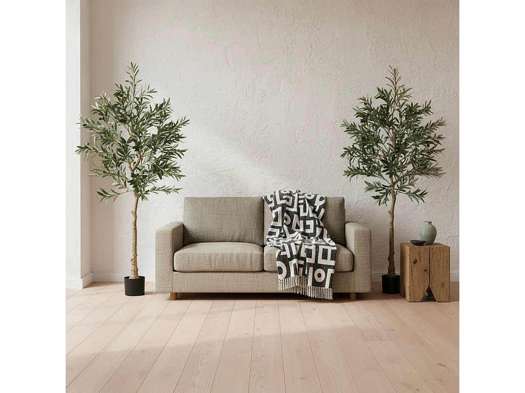 Selena Vavi Set of 2 Artificial Olive Trees 150cm Silk Leaf Finish