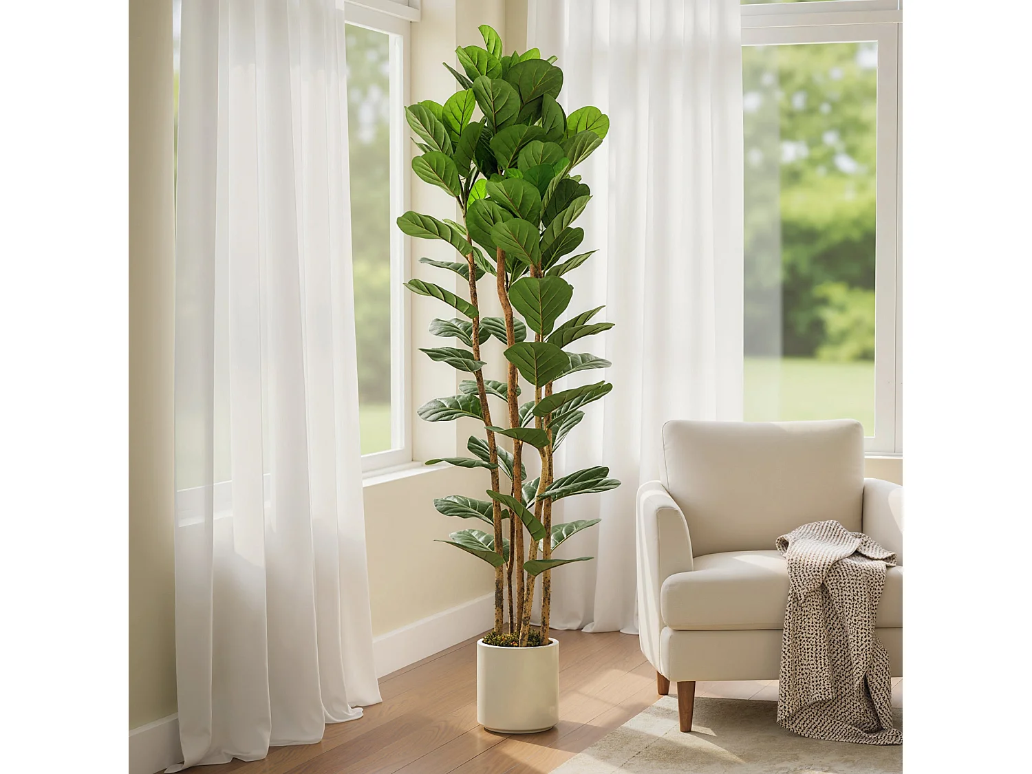 Racori Artificial Fiddle Leaf Fig Tree 180cm Full Canopy Green