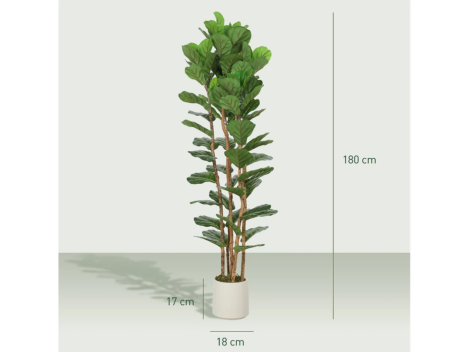 Racori Artificial Fiddle Leaf Fig Tree 180cm Full Canopy Green