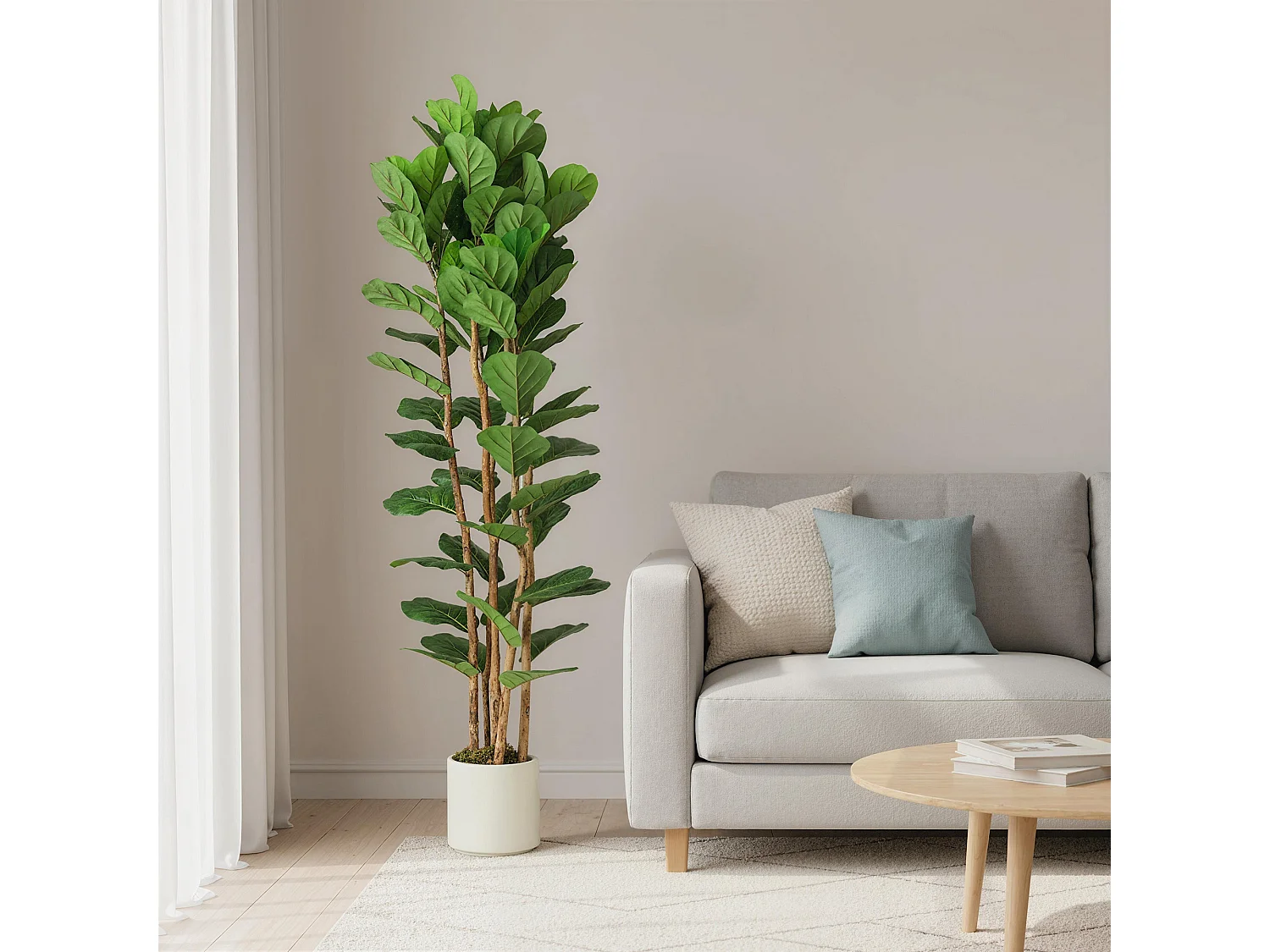 Racori Artificial Fiddle Leaf Fig Tree 180cm Full Canopy Green