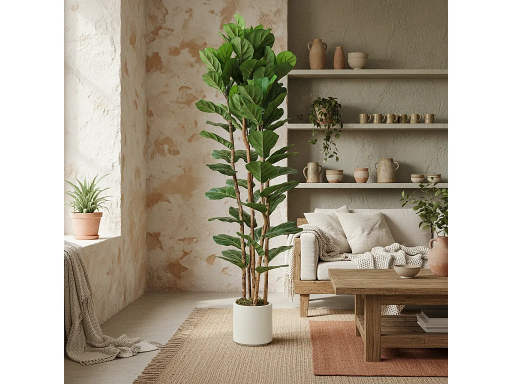Racori Artificial Fiddle Leaf Fig Tree 180cm Full Canopy Green