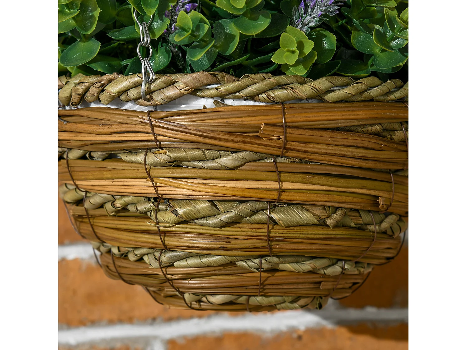 Georatti Set of 2 Hanging Artificial Lavender Flower Pots for Indoor and Outdoor Display