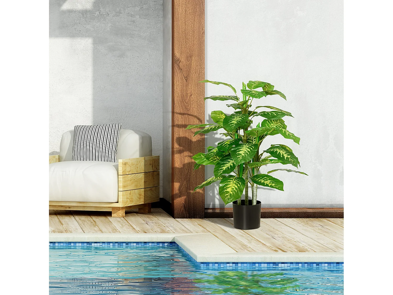 Sulono Set of 2 Artificial Evergreen Trees in Nursery Pots 95cm Green