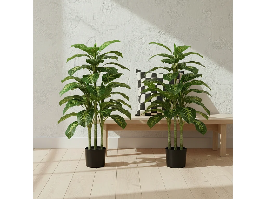 Sulono Set of 2 Artificial Evergreen Trees in Nursery Pots 95cm Green
