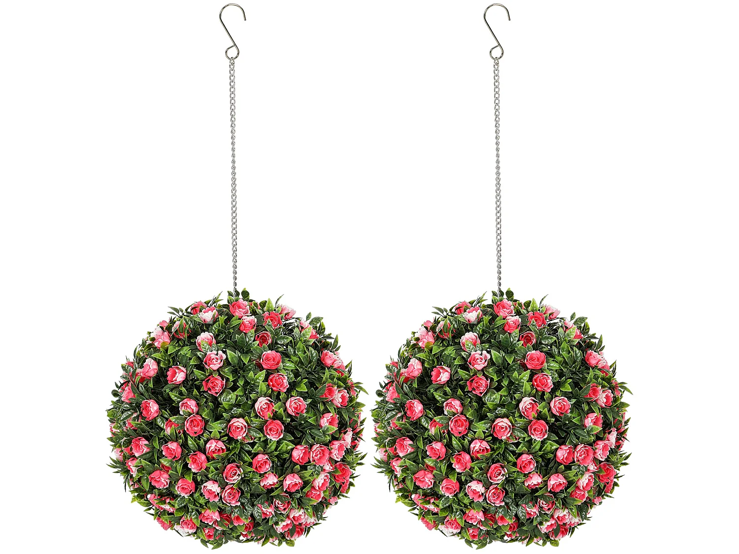 Colana Set of 2 UV Resistant Artificial Rose Topiary Balls H8 28cm Pink