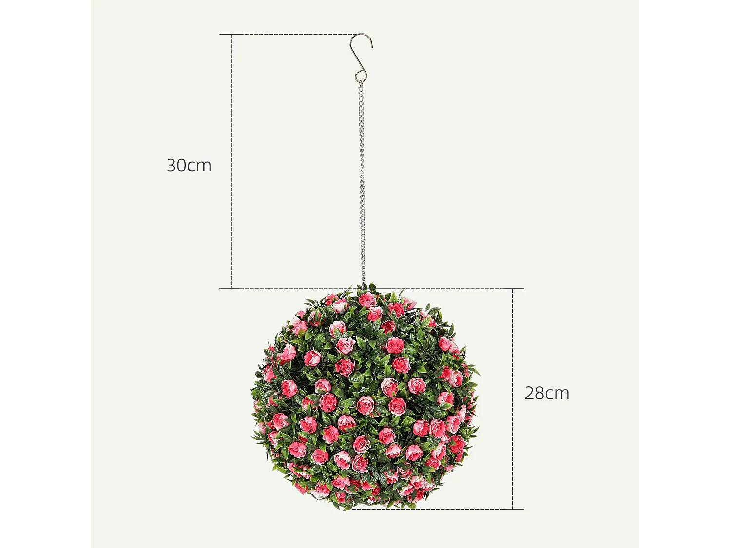 Colana Set of 2 UV Resistant Artificial Rose Topiary Balls H8 28cm Pink