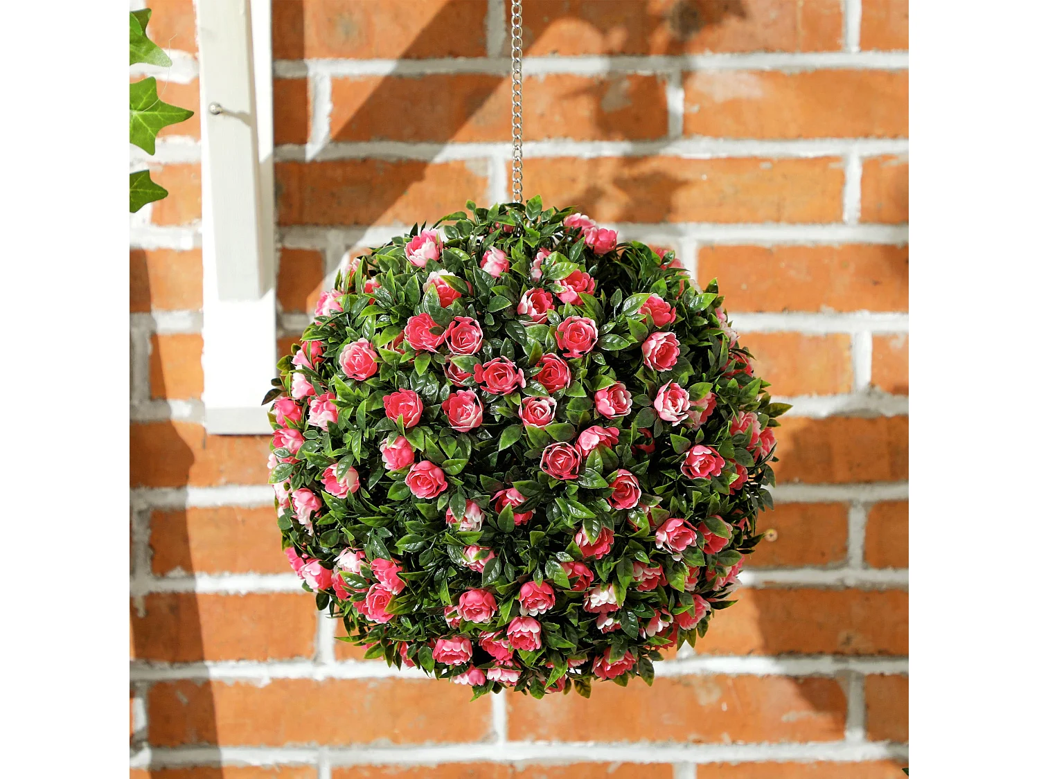 Colana Set of 2 UV Resistant Artificial Rose Topiary Balls H8 28cm Pink