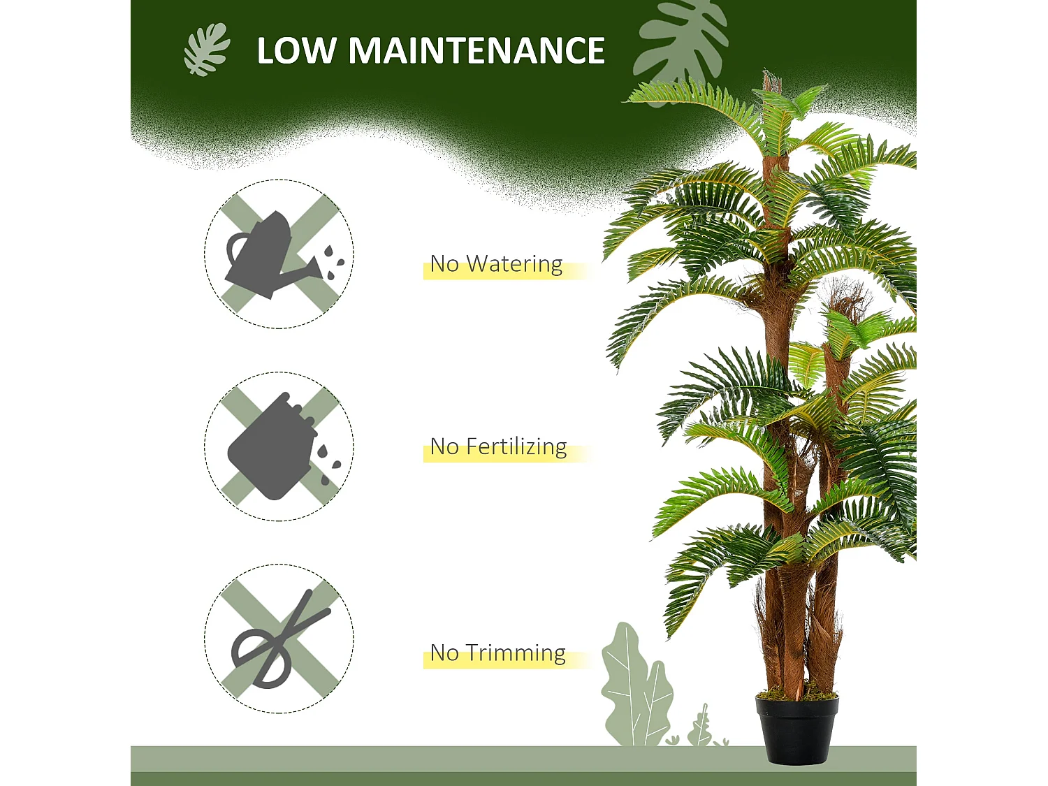 Nohane Roma Artificial Green Fern Plant 150cm Polypropylene Foliage Decorative Indoor Pot