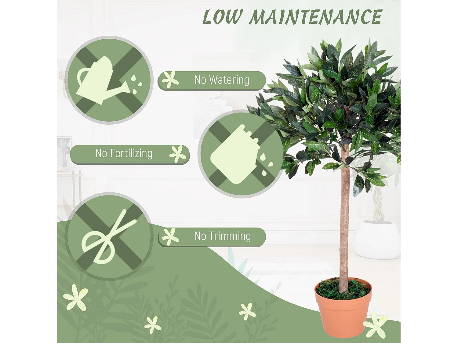 Niladi Artificial Olive Tree 104cm Green Leaves with Orange Accent Pot