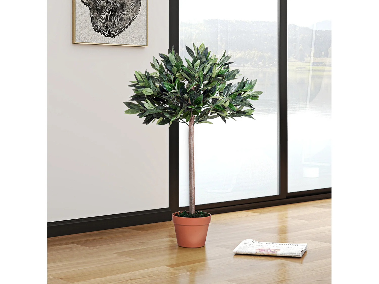 Niladi Artificial Olive Tree 104cm Green Leaves with Orange Accent Pot