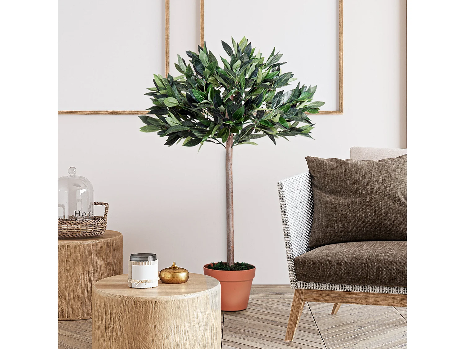 Niladi Artificial Olive Tree 104cm Green Leaves with Orange Accent Pot