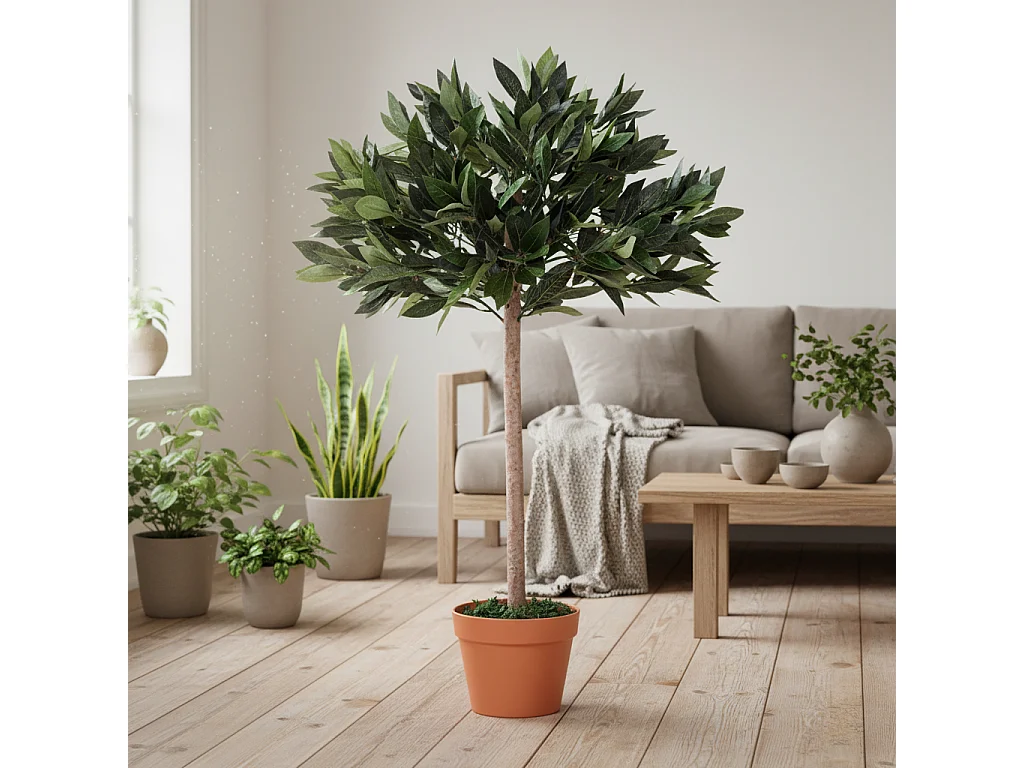 Niladi Artificial Olive Tree 104cm Green Leaves with Orange Accent Pot