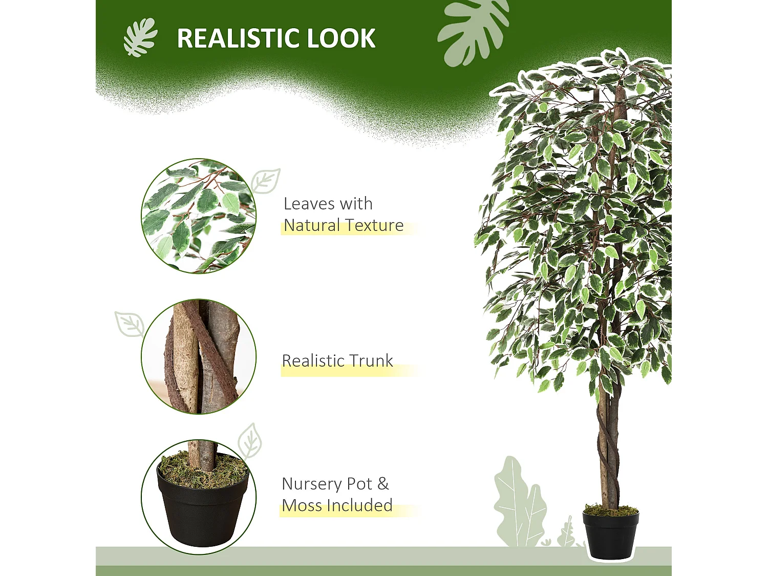 Keco Yona Artificial Ficus Indoor Plant in Decorative Pot 160cm