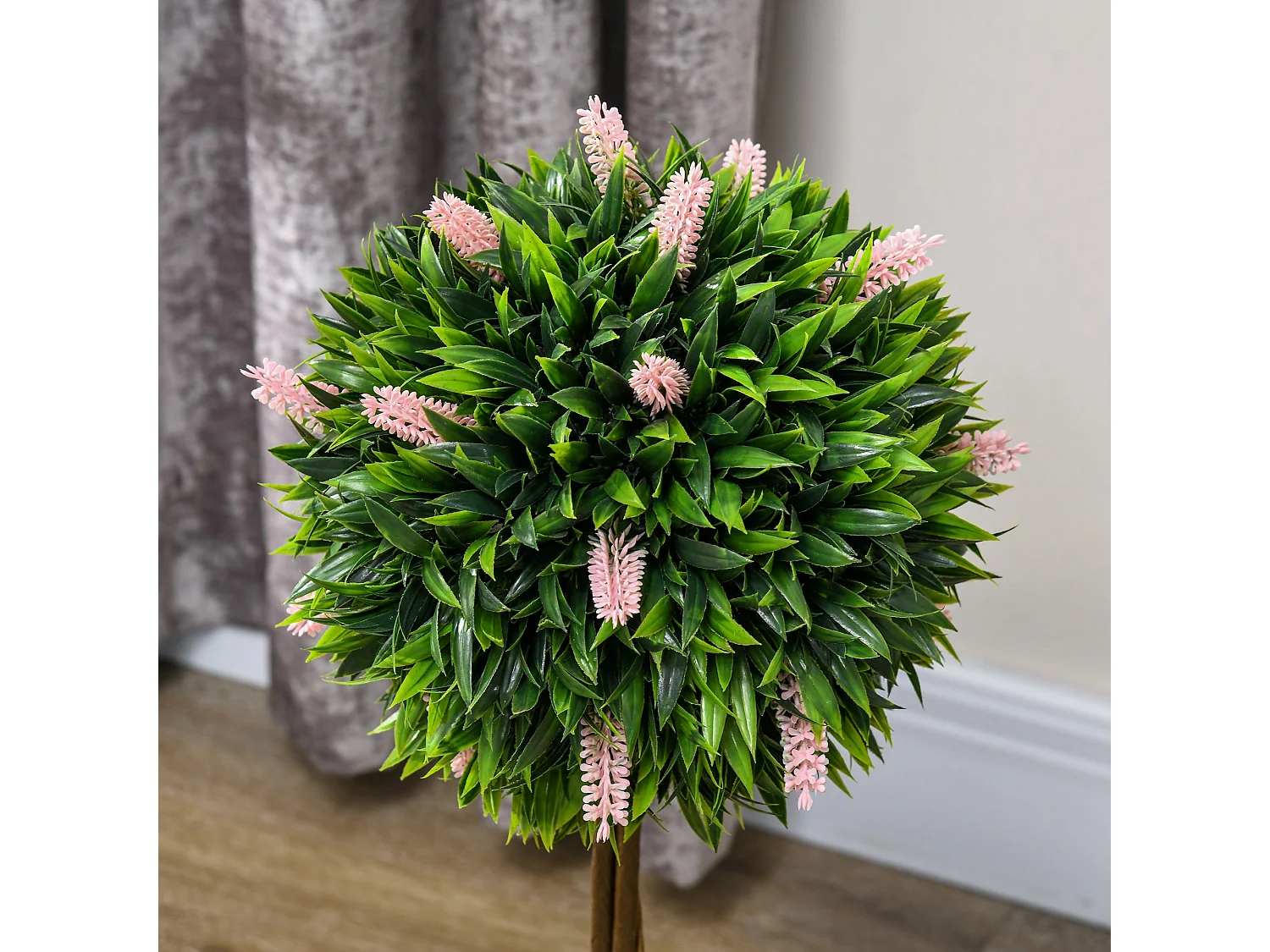 Yodina Set of 2 Pink Artificial Flower Ball Trees with Pots 60cm