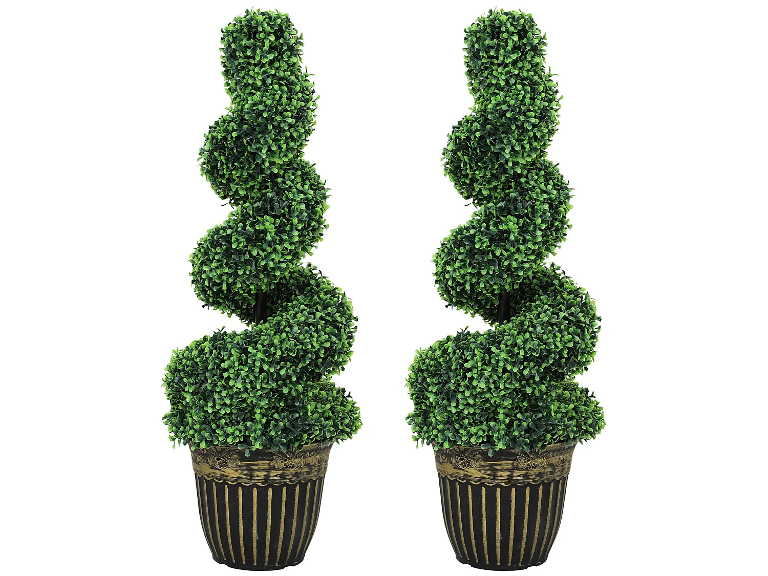 Kayoyo Set of 2 Artificial Spiral Boxwood Topiary Trees 90cm Decorative Plants