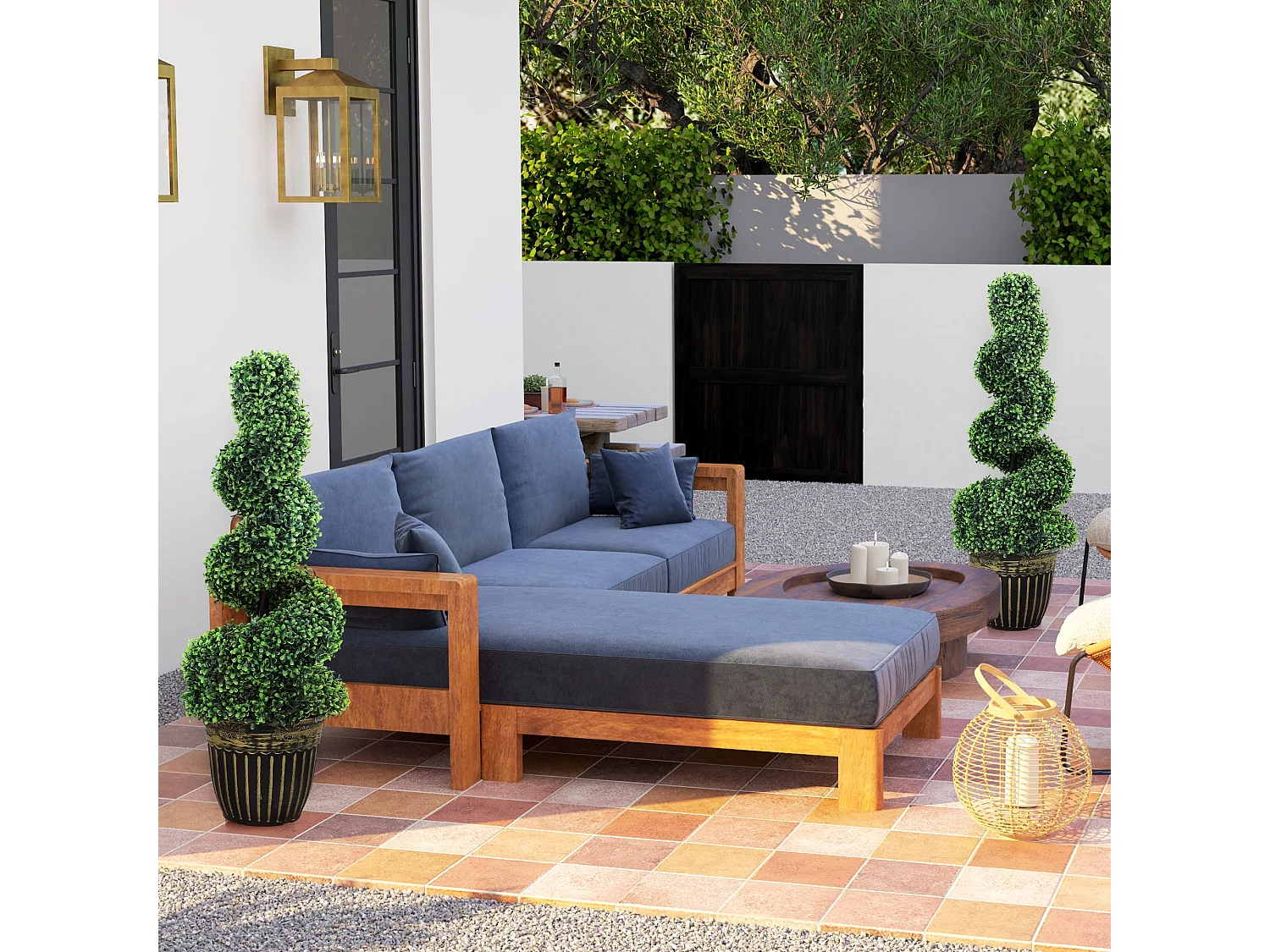 Kayoyo Set of 2 Artificial Spiral Boxwood Topiary Trees 90cm Decorative Plants