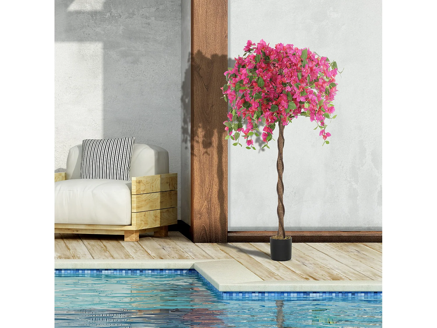 Pair of Artificial Murraya Blossom Trees in Pots 120cm Red