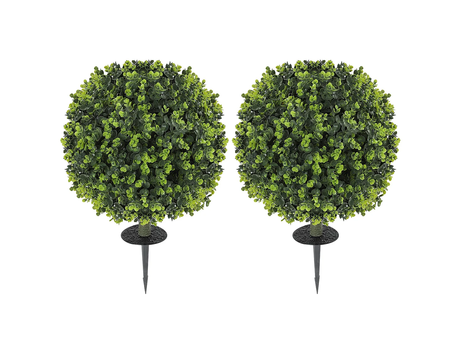 Set of 2 Artificial Boxwood Topiary Balls with Ground Stakes 40cm