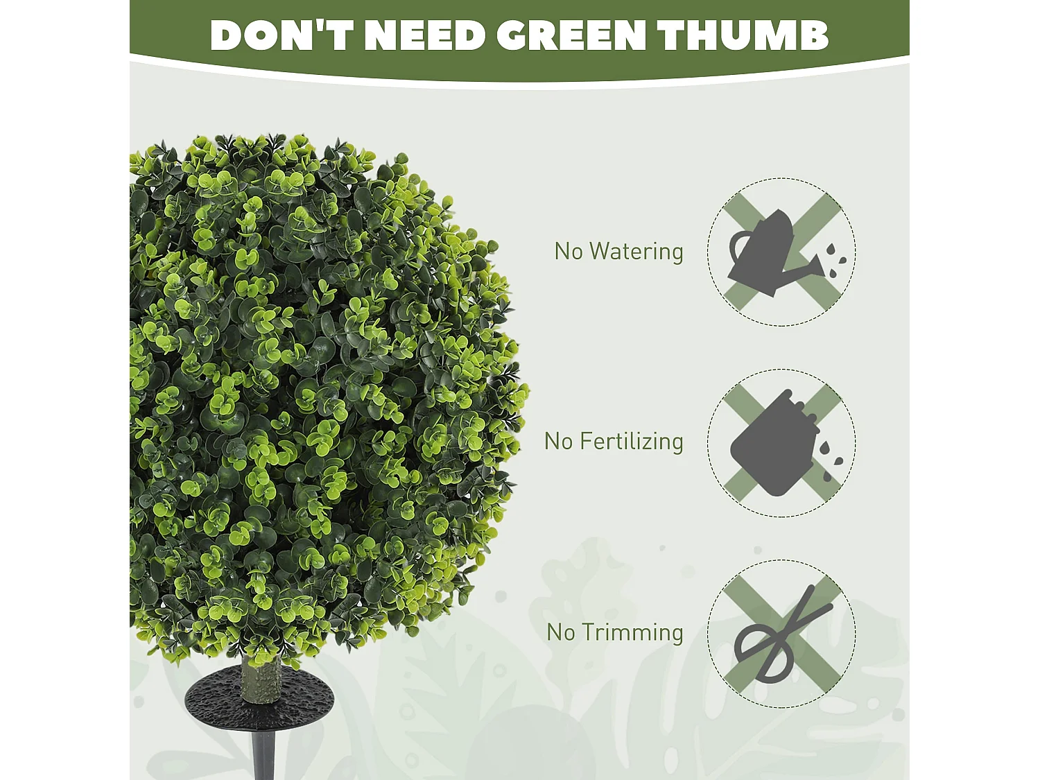 Set of 2 Artificial Boxwood Topiary Balls with Ground Stakes 40cm